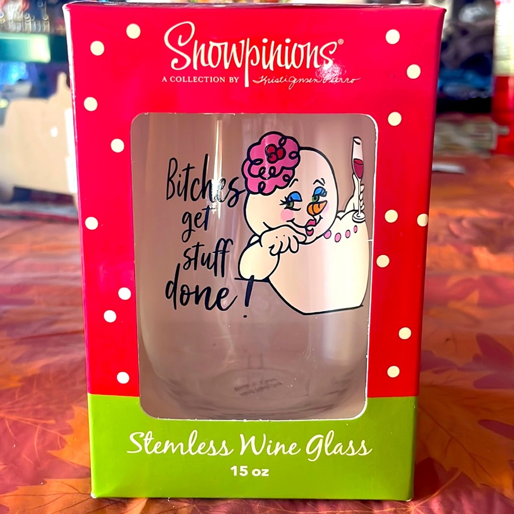 Snowman Stemless wine glass